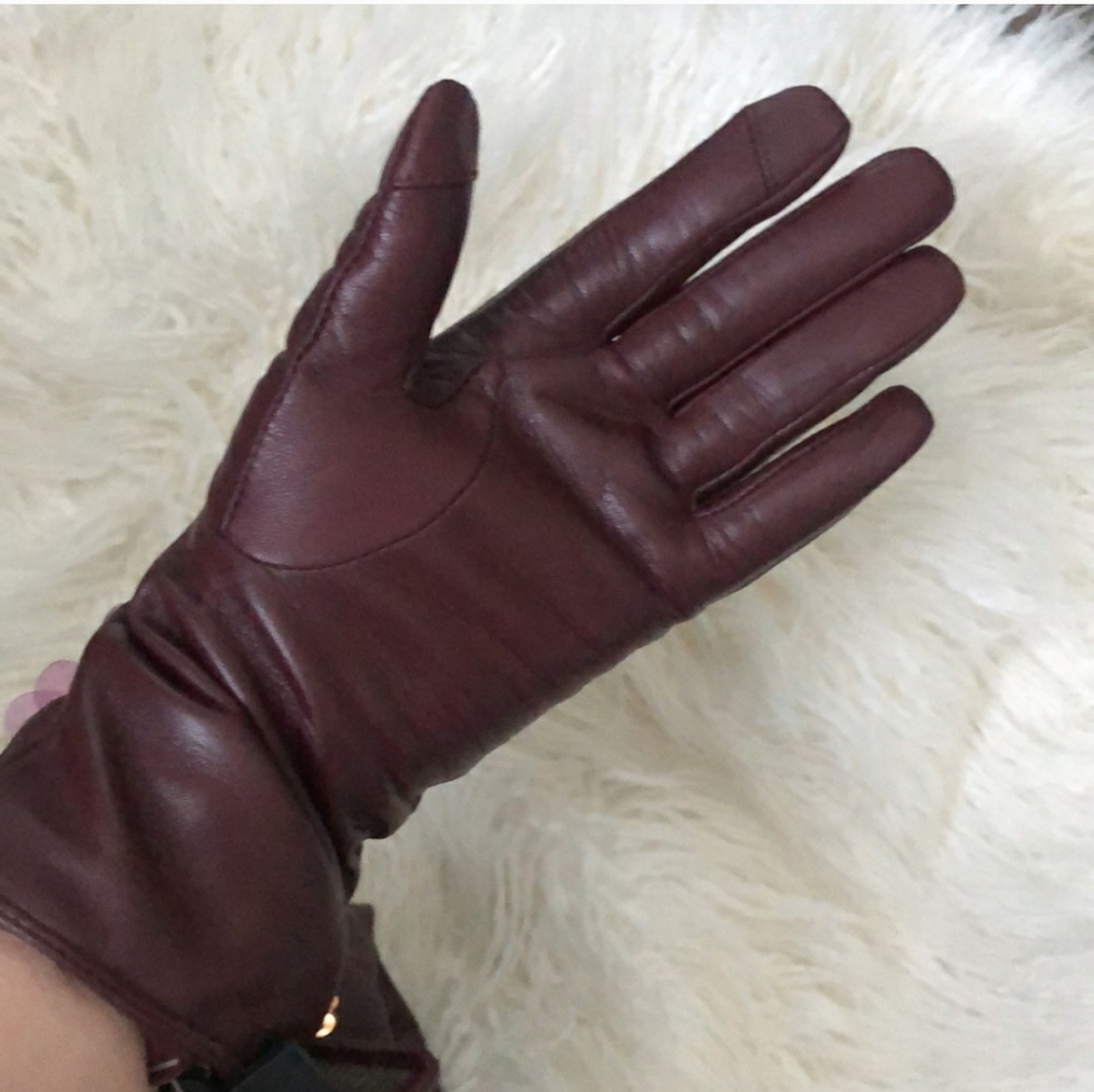 NEW Echo Genuine Burgundy/Red real Leather embroidered beads Gloves Retro Y2K - Picture 10 of 10